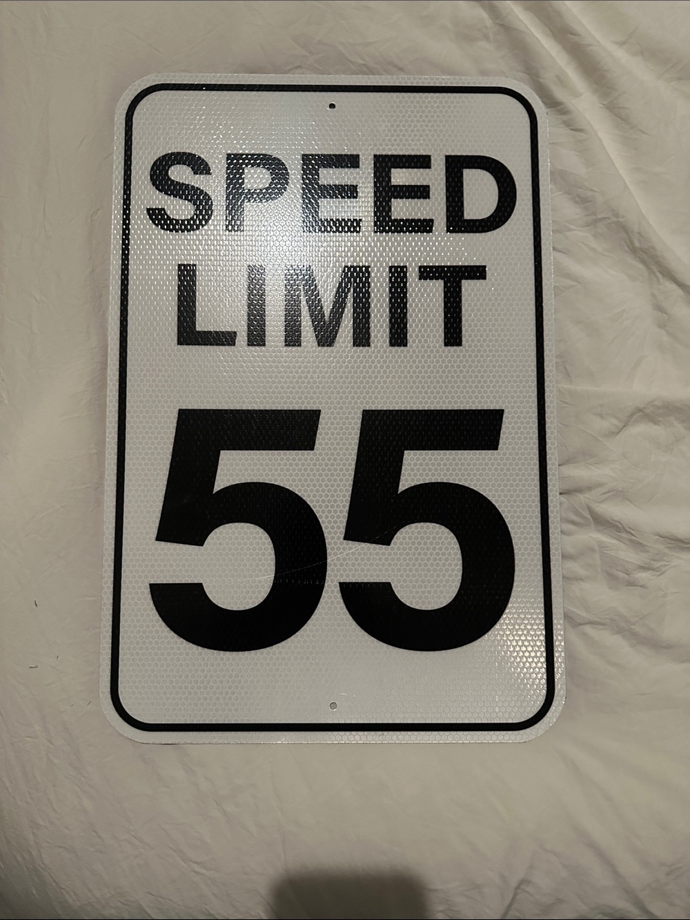 Reflective Speed Limit 55 Wall Sign - White and Black